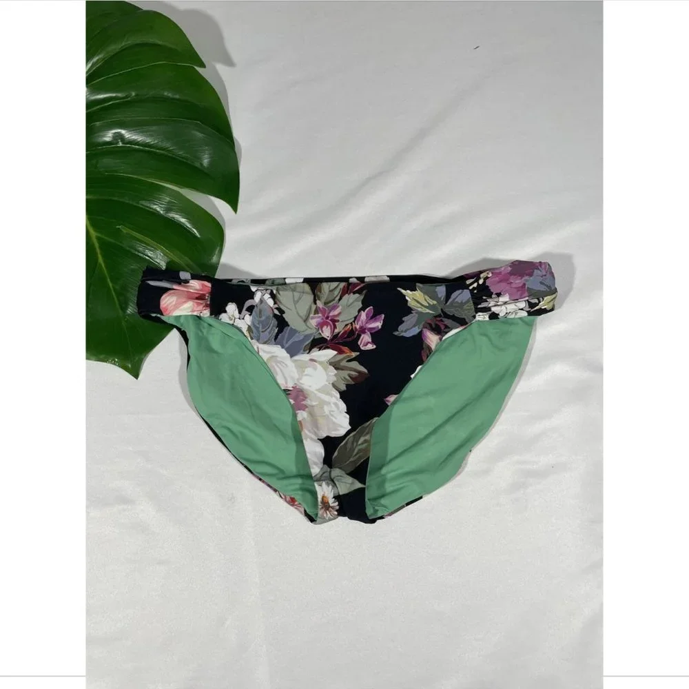 NEW Becca [ Small ]‎ Spring Fling Wrap Top + Bikini Bottoms in Black Floral